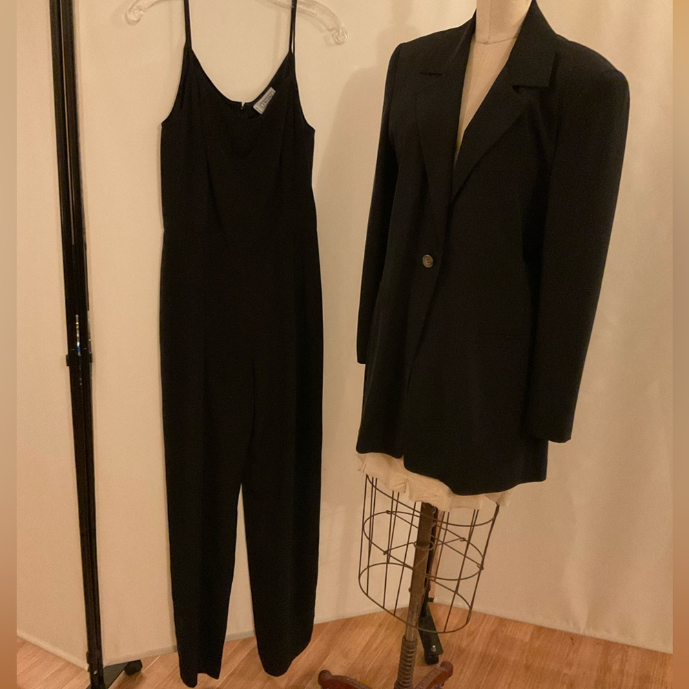 I Blues vintage 1990’s 2 pc blazer and jumpsuit set navy size 8 excellent